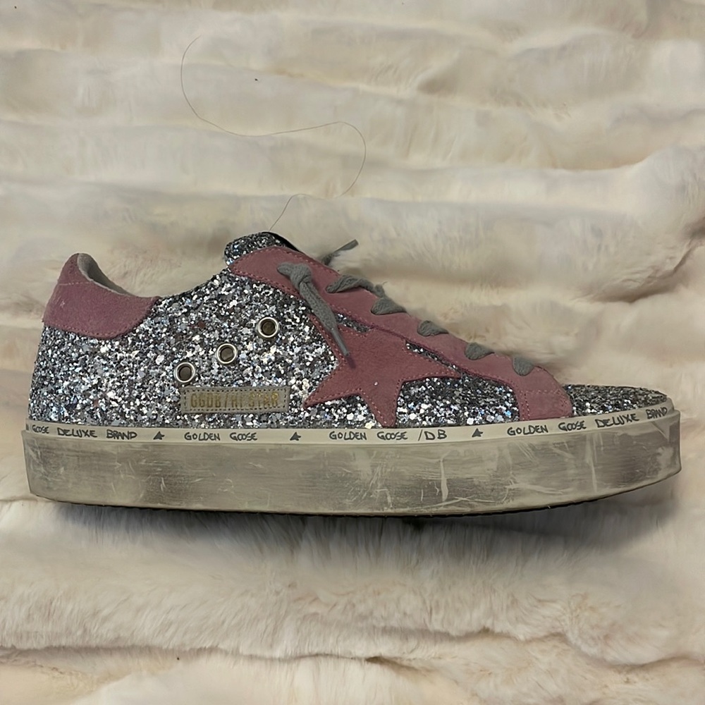 Golden Goose Pink and Glitter Hi Stars